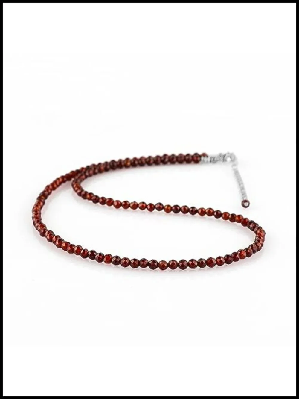 Natural Garnet Micro Faceted Round Bead Choker Necklace 18 Inch